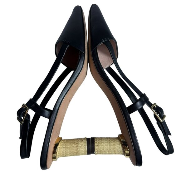 A•D & DAUGHTERS Leather Strappy Heels with Raffia Wrapped Block Heel – Size 7.5 - Picture 3 of 11